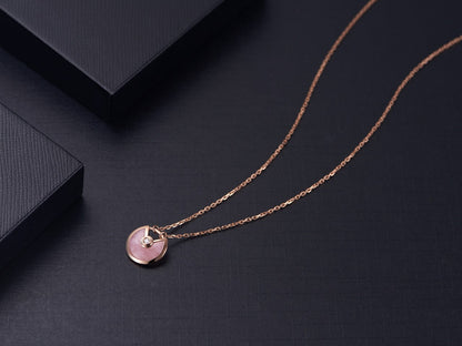 [Clover-Jewelry]AMULETTE ROSE GOLD PINK MOP NECKLACE