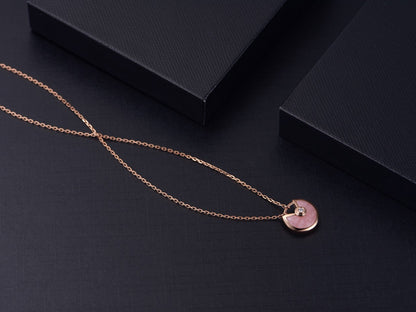 [Clover-Jewelry]AMULETTE ROSE GOLD PINK MOP NECKLACE