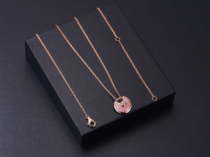 [Clover-Jewelry]AMULETTE ROSE GOLD PINK MOP NECKLACE