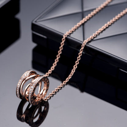 [Clover-Jewelry]ZERO 1 PINK GOLD DIAMOND OPEN NECKLACE