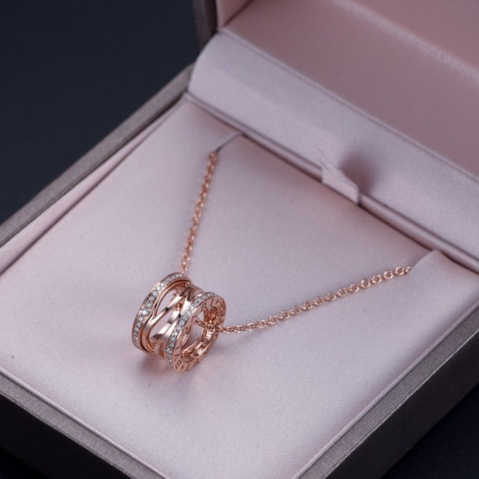 [Clover-Jewelry]ZERO 1 PINK GOLD DIAMOND OPEN NECKLACE