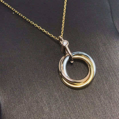 [Clover-Jewelry]TRINITY SILVER GOLD PINK GOLD NECKLACE