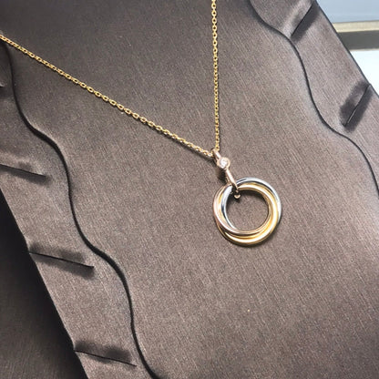 [Clover-Jewelry]TRINITY SILVER GOLD PINK GOLD NECKLACE