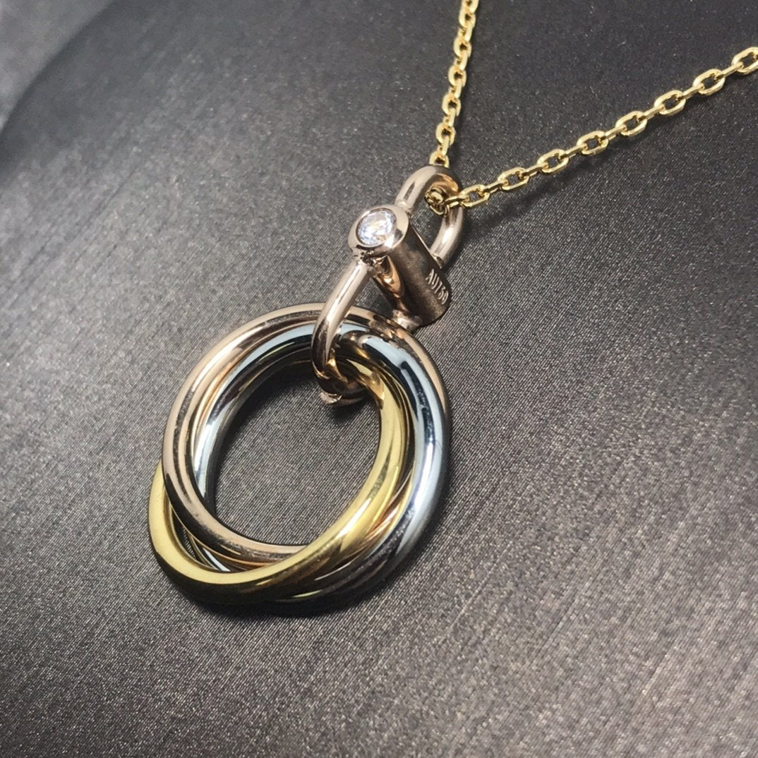 [Clover-Jewelry]TRINITY SILVER GOLD PINK GOLD NECKLACE