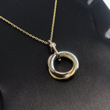 [Clover-Jewelry]TRINITY SILVER GOLD PINK GOLD NECKLACE