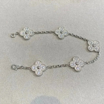 [Clover-Jewelry]CLOVER 5 MOTIFS  DIAMOND BRACELET SILVER