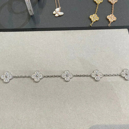 [Clover-Jewelry]CLOVER 5 MOTIFS  DIAMOND BRACELET SILVER