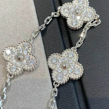 [Clover-Jewelry]CLOVER 5 MOTIFS  DIAMOND BRACELET SILVER