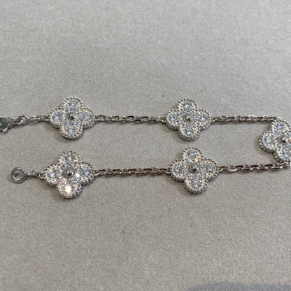 [Clover-Jewelry]CLOVER 5 MOTIFS  DIAMOND BRACELET SILVER