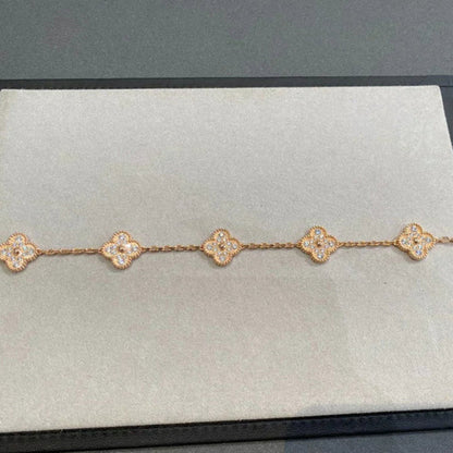 [Clover-Jewelry]CLOVER 5 MOTIFS  FULL DIAMOND BRACELET