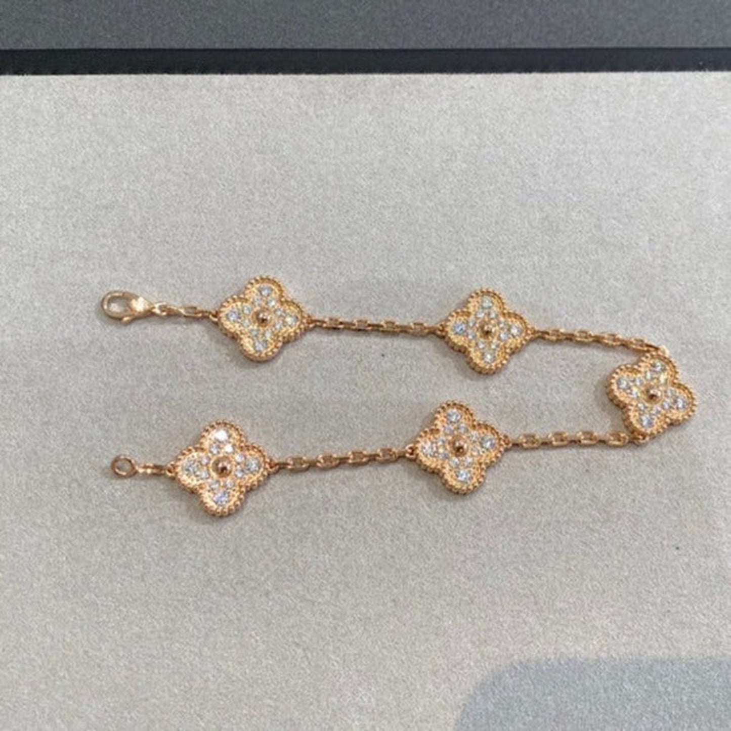 [Clover-Jewelry]CLOVER 5 MOTIFS  FULL DIAMOND BRACELET