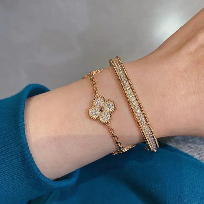 [Clover-Jewelry]CLOVER 5 MOTIFS  FULL DIAMOND BRACELET