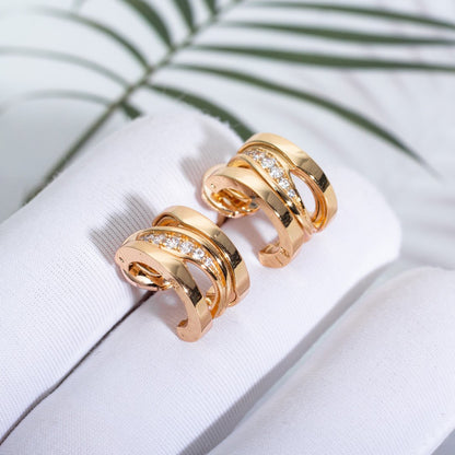 [Clover-Jewelry]ZERO 1 PINK GOLD DIAMONDS EARRINGS