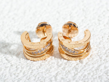 [Clover-Jewelry]ZERO 1 PINK GOLD DIAMONDS EARRINGS