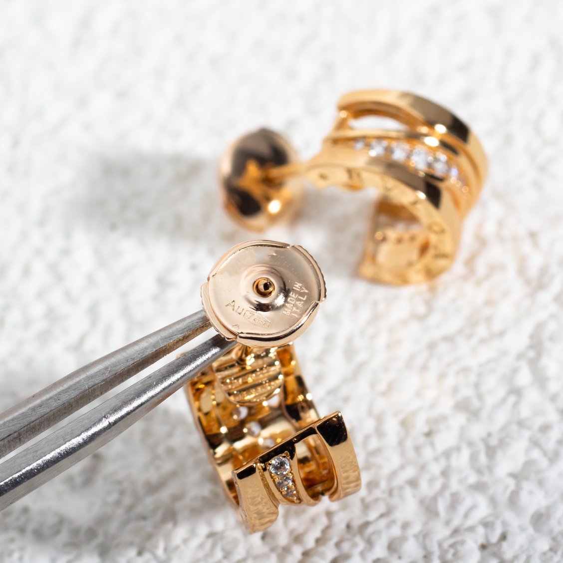 [Clover-Jewelry]ZERO 1 PINK GOLD DIAMONDS EARRINGS