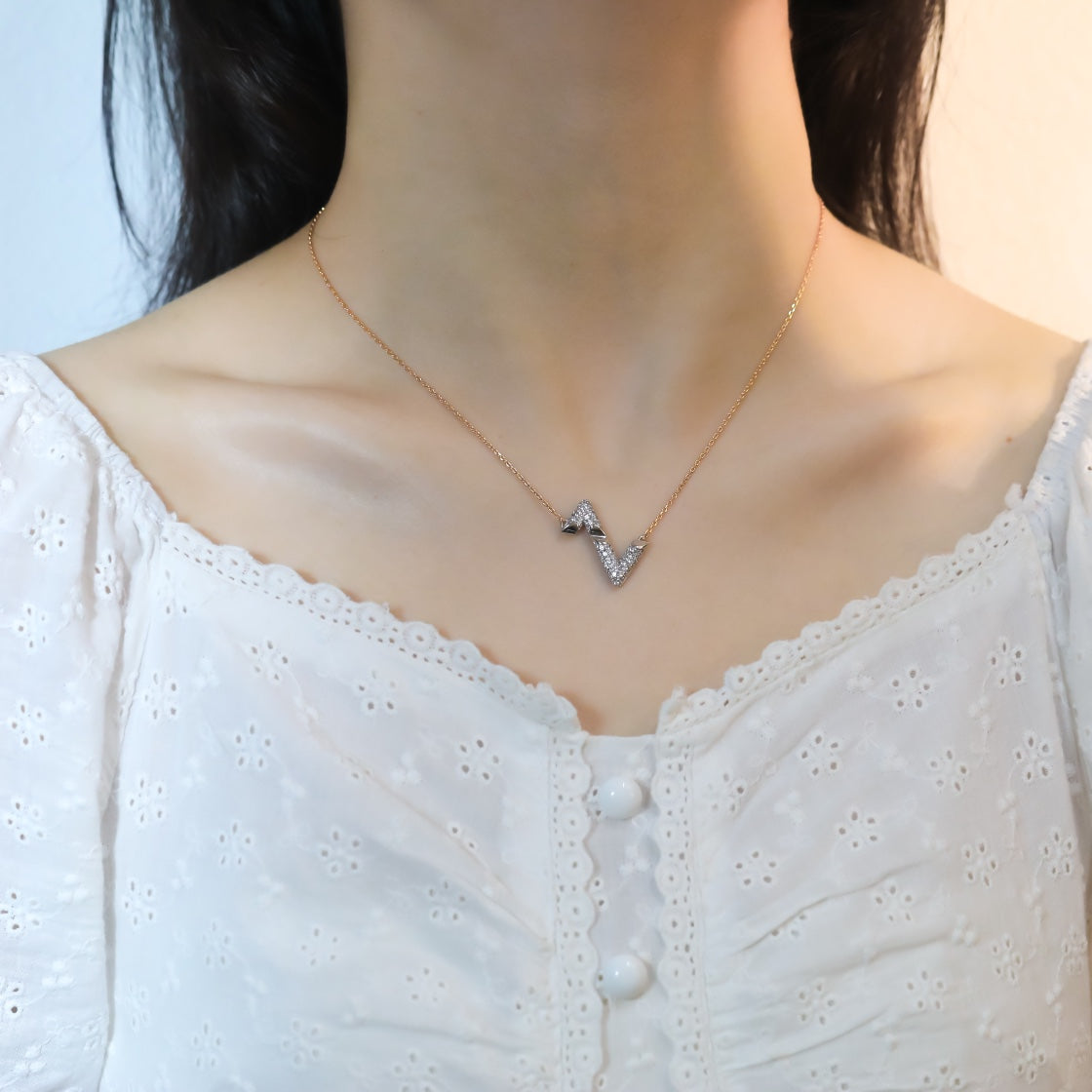 [Clover-Jewelry]VOLT SILVER DIAMOND PEDANT NECKLACE