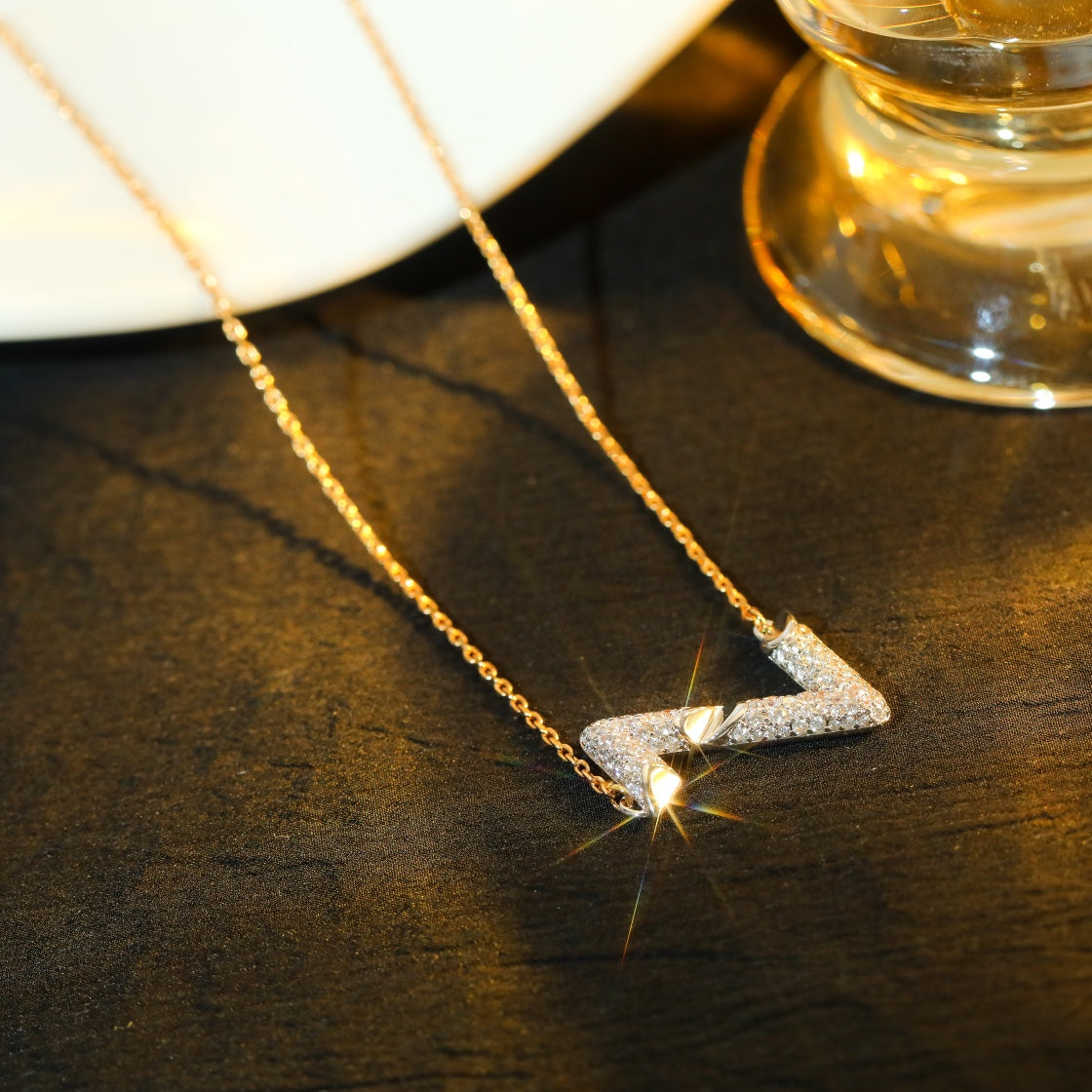 [Clover-Jewelry]VOLT SILVER DIAMOND PEDANT NECKLACE