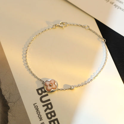 [Clover-Jewelry]SUN MOTIF PINK MOP SILVER BRACELET