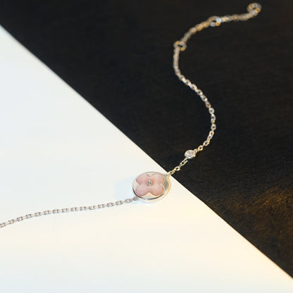 [Clover-Jewelry]SUN MOTIF PINK MOP SILVER BRACELET