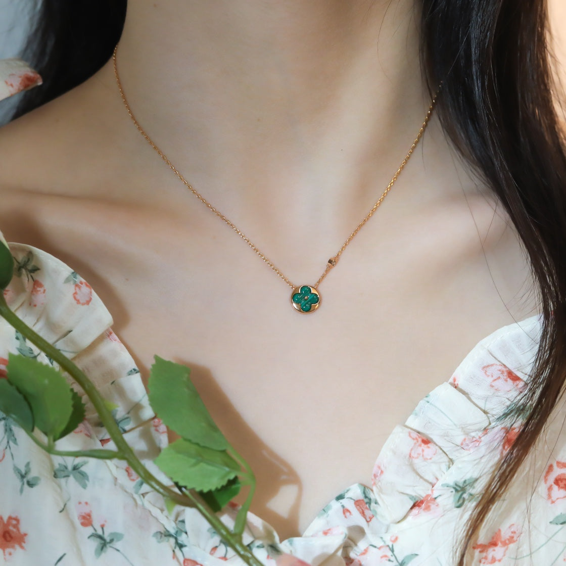 [Clover-Jewelry]SUN PEDANT PINK GOLD 1 DIAMOND NECKLACE