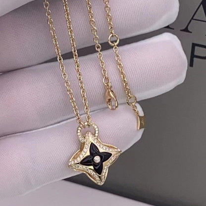 [Clover-Jewelry]STAR PEDANT PINK GOLD DIAMOND NECKLACE