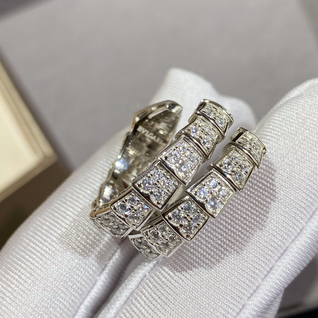 [Clover-Jewelry]SERPENTI DOUBLE RING SILVER DIAMOND PAVED