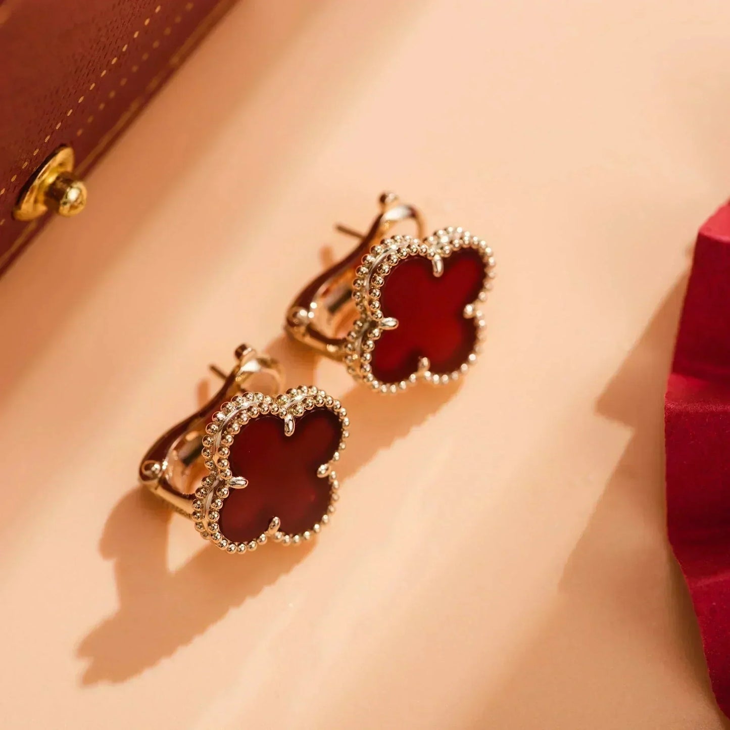 [Clover-Jewelry]CLOVER MEDIUM 1 MOTIFS CARNELIAN  EARRINGS