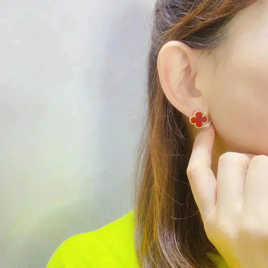 [Clover-Jewelry]CLOVER MEDIUM 1 MOTIFS CARNELIAN  EARRINGS