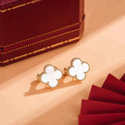 [Clover-Jewelry]CLOVER MEDIUM 1 MOTIFS  WHITE MOP STUD EARRINGS