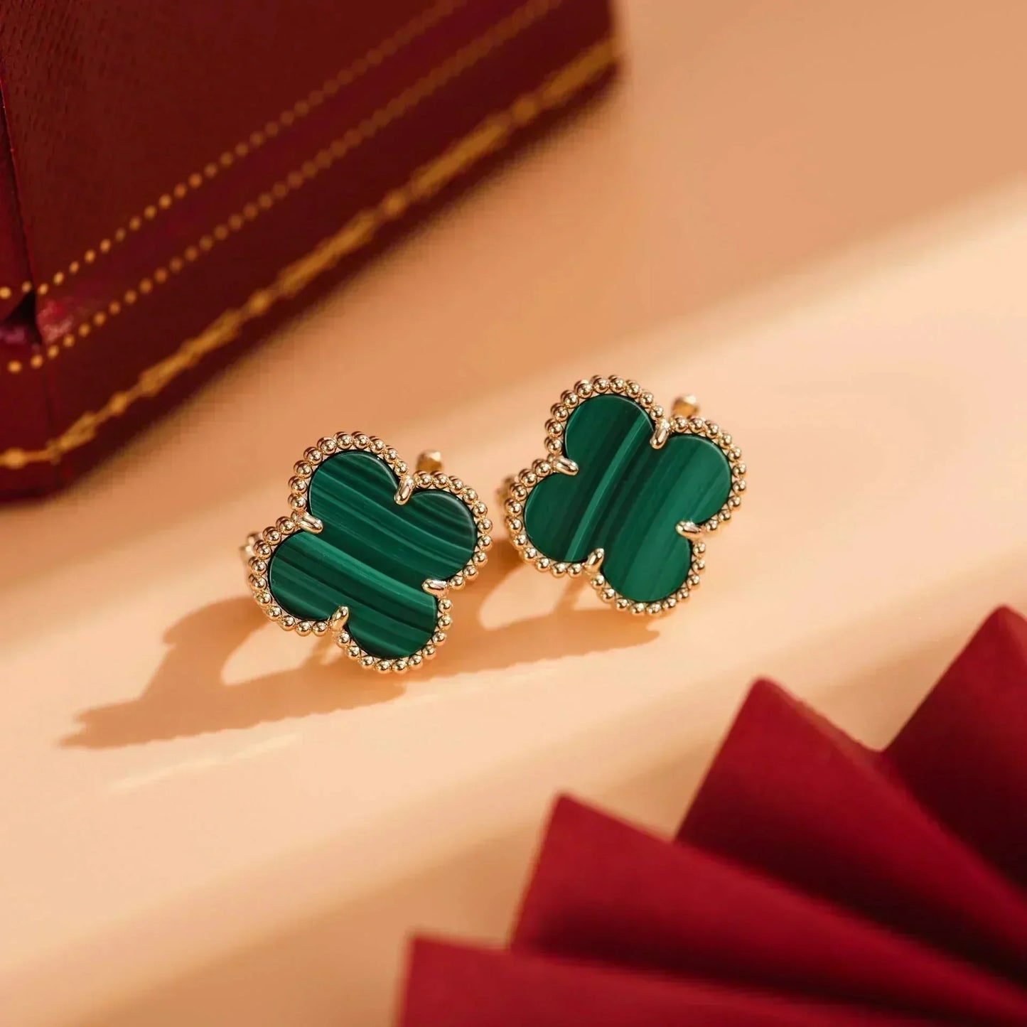 [Clover-Jewelry]CLOVER MEDIUM 1 MOTIFS MALACHITE  EARRINGS