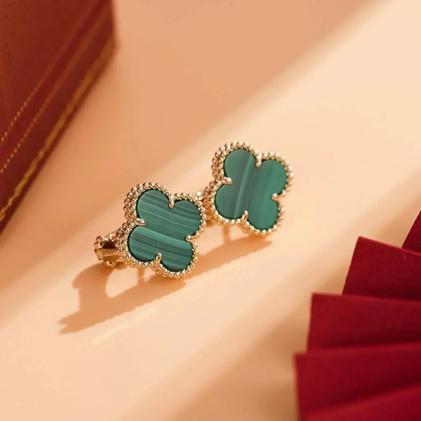 [Clover-Jewelry]CLOVER MEDIUM 1 MOTIFS MALACHITE  EARRINGS