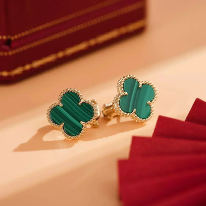 [Clover-Jewelry]CLOVER MEDIUM 1 MOTIFS MALACHITE  EARRINGS