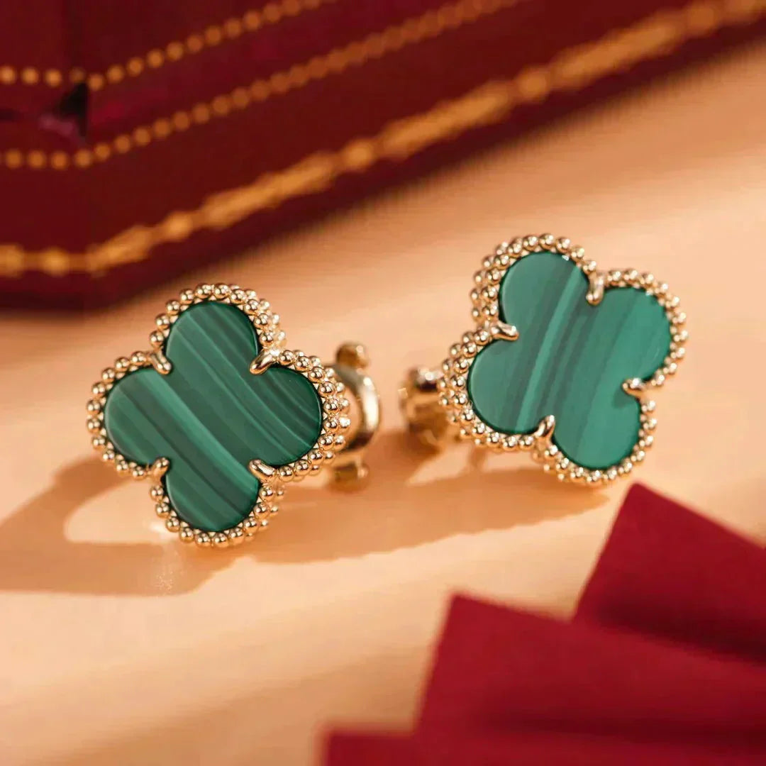 [Clover-Jewelry]CLOVER MEDIUM 1 MOTIFS MALACHITE  EARRINGS