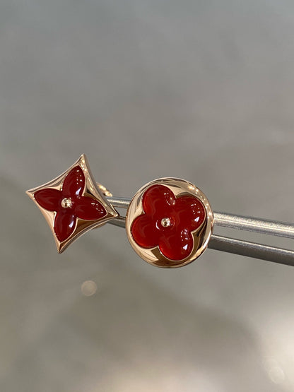 [Clover-Jewelry]STAR AND SUN PINK GOLD CARNELIAN STUD EARRINGS