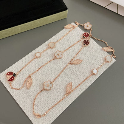 [Clover-Jewelry]LUCKY SPRING 15 MOTIFS ROSE GOLD NECKLACE