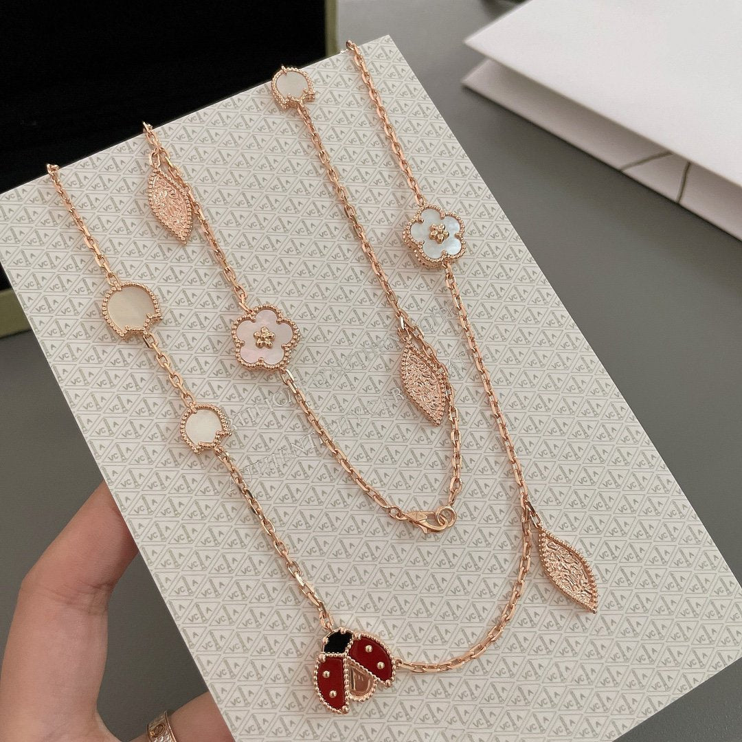 [Clover-Jewelry]LUCKY SPRING 15 MOTIFS ROSE GOLD NECKLACE