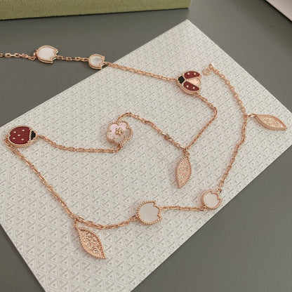 [Clover-Jewelry]LUCKY SPRING 15 MOTIFS ROSE GOLD NECKLACE