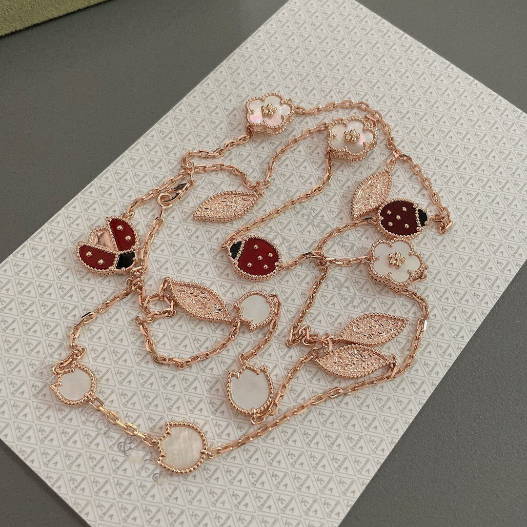 [Clover-Jewelry]LUCKY SPRING 15 MOTIFS ROSE GOLD NECKLACE