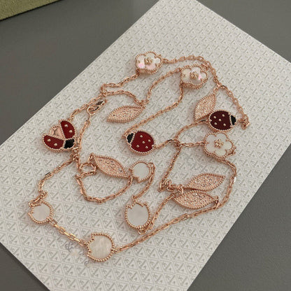 [Clover-Jewelry]LUCKY SPRING 15 MOTIFS ROSE GOLD NECKLACE