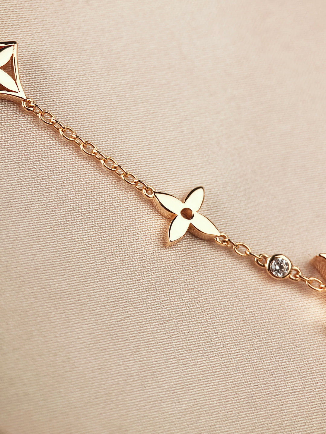 [Clover-Jewelry]STAR AND SUN 7 MOTIFS GOLD BRACELET