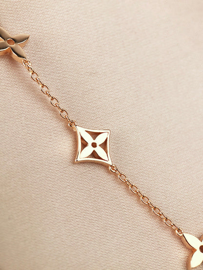 [Clover-Jewelry]STAR AND SUN 7 MOTIFS GOLD BRACELET