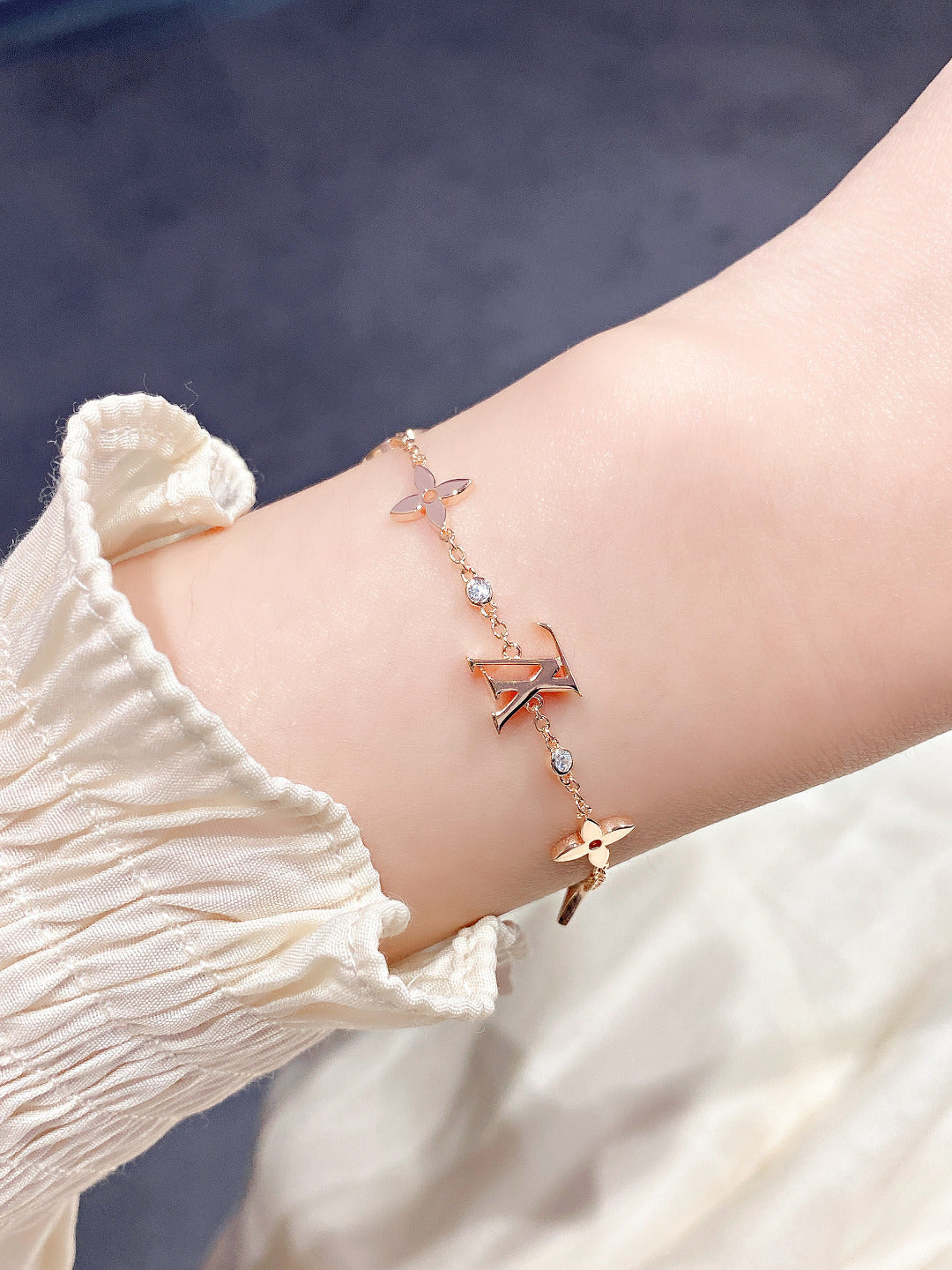 [Clover-Jewelry]STAR AND SUN 7 MOTIFS GOLD BRACELET