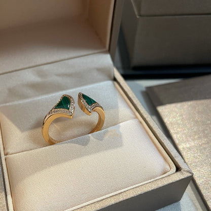 [Clover-Jewelry]DREAM MALACHITE DIAMOND OPEN RING