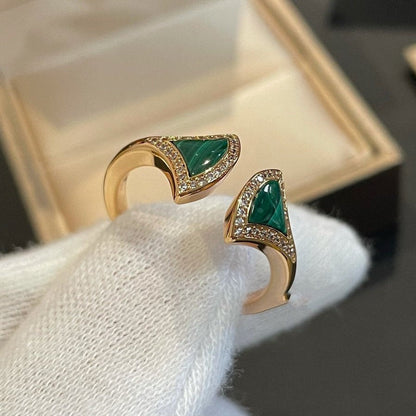 [Clover-Jewelry]DREAM MALACHITE DIAMOND OPEN RING