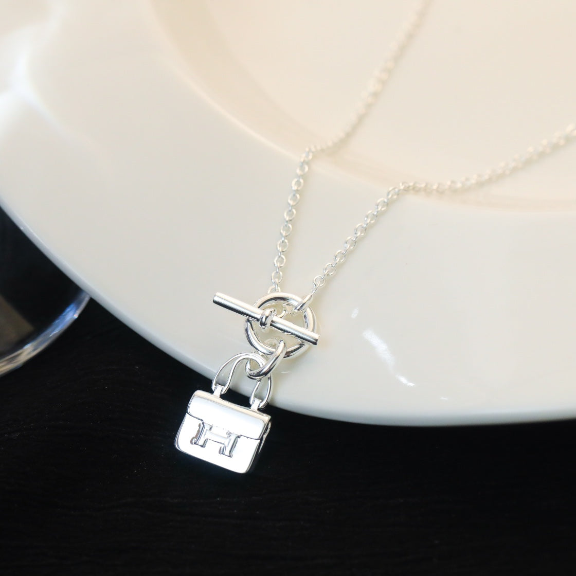 [Clover-Jewelry]POP H PEDANT SILVER NECKLACE