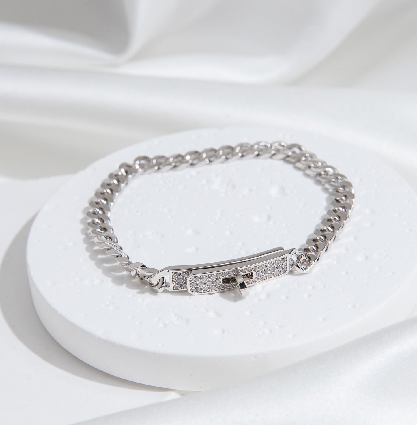 [Clover-Jewelry]KELLY CHAIN SILVER DIAMOND BRACELET