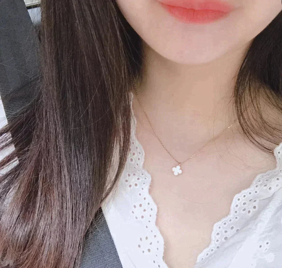 [Clover-Jewelry]CLOVER MINI 9.5MM WHITE MOTHER-OF-PEARL NECKLACE