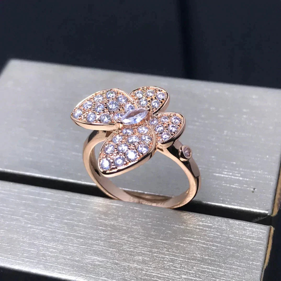 [Clover-Jewelry]BUTTERFLY PINK GOLD DIAMOND RING