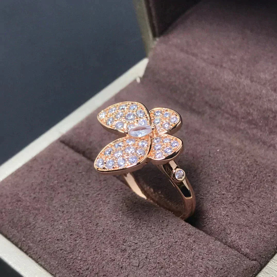 [Clover-Jewelry]BUTTERFLY PINK GOLD DIAMOND RING