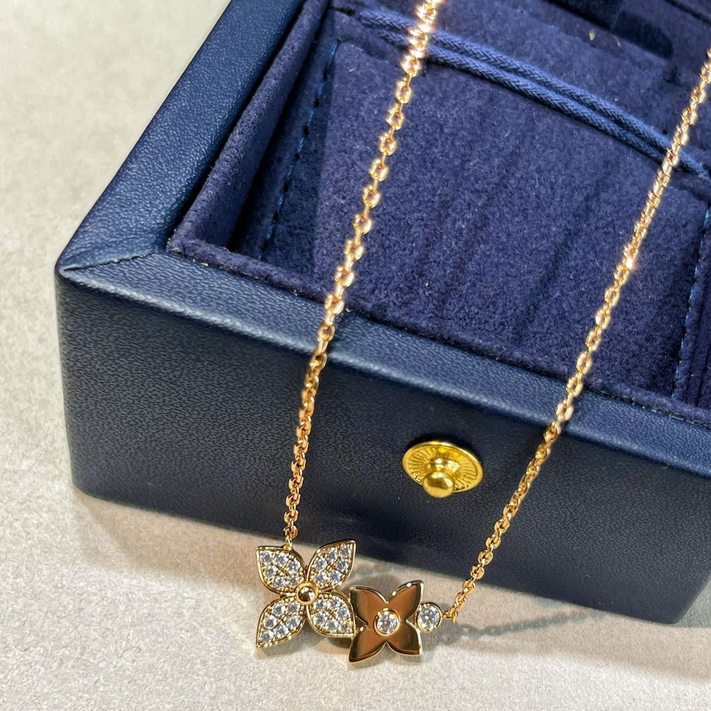 [Clover-Jewelry]STAR BLOSSOM NECKLACE PINK GOLD DIAMONDS